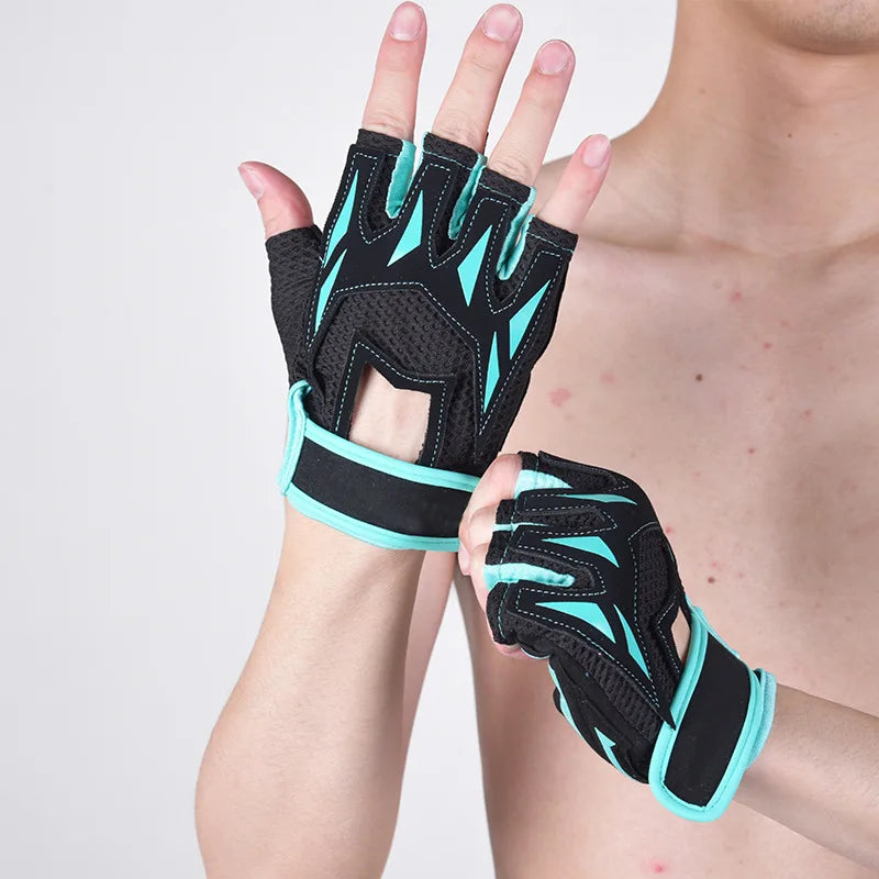 Motorbike Gym Gloves Fitness Weight Lifting Body Building Anti-Slip Training Sports 장갑 Hollow Out Breathable Adjustable Guants