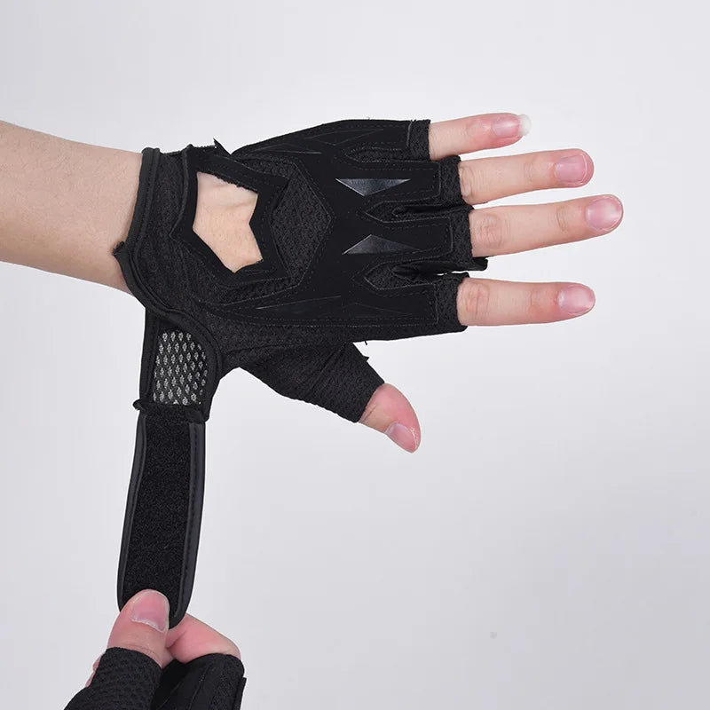Motorbike Gym Gloves Fitness Weight Lifting Body Building Anti-Slip Training Sports 장갑 Hollow Out Breathable Adjustable Guants